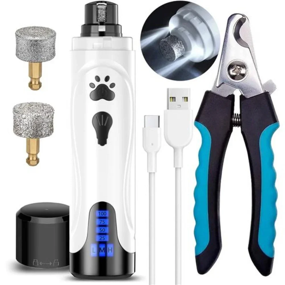 Dog Nail Trimmers and Clippers Kit, Electric Pet Nail Grinder, Rechargeable,